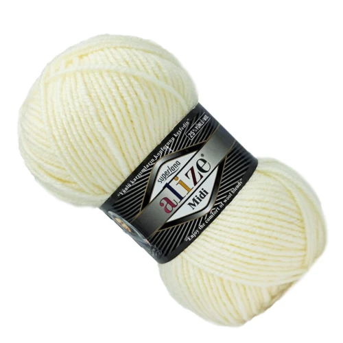 Włóczka Alize SUPERLANA MIDI z wełną 100g/170m KREMOWA 01