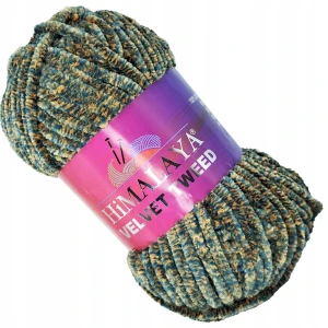 Włóczka pluszowa HIMALAYA VELVET TWEED ZŁOTA ZIELONA 91107