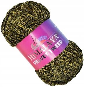 Włóczka pluszowa HIMALAYA VELVET TWEED ZŁOTA CZARNA 91108