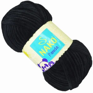 Włóczka Nako Panda pluszowa gruba 100g CZARNA 3087