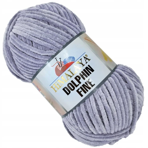 Włóczka pluszowa cienka HIMALAYA Dolphin Fine 100g/175m SZARA 80510
