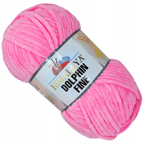 Włóczka pluszowa cienka HIMALAYA Dolphin Fine 100g/175m RÓŻOWA 80507