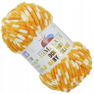 Włóczka HIMALAYA Dolphin Baby COLORS pluszowa 100g BIAŁA POMARAŃCZOWA 80433