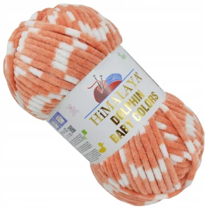 Włóczka HIMALAYA Dolphin Baby COLORS pluszowa 100g BIAŁA MORELOWA 80434