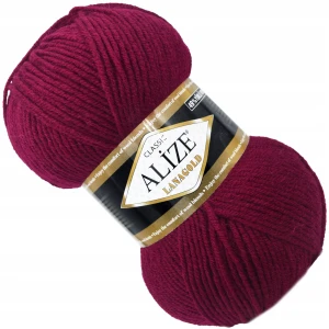 Włóczka Alize Lanagold z WEŁNĄ 100g/240m BORDOWA 57