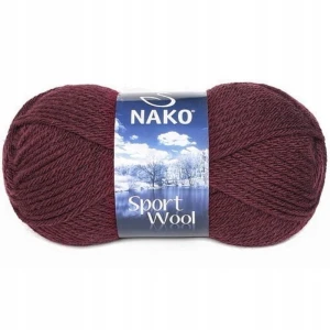 Włóczka NAKO Sport Wool gruba akryl wełna 100g/120m BORDOWA 3718