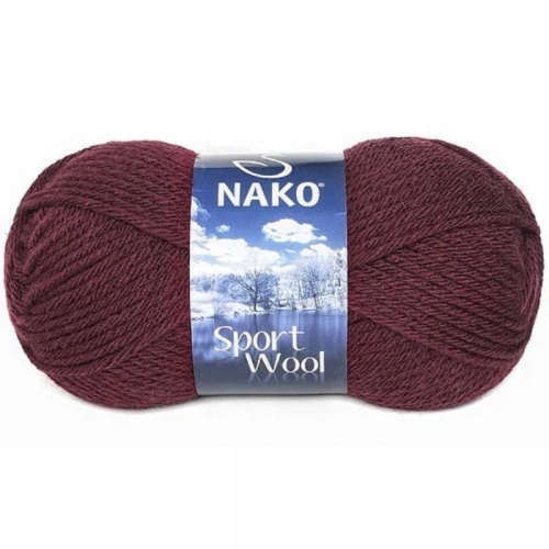 Włóczka NAKO Sport Wool gruba akryl wełna 100g/120m BORDOWA 3718