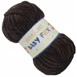 Włóczka Baby Fox pluszowa gruba 100g CIEMNA BRĄZOWA 75