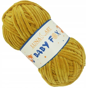 Włóczka Baby Fox pluszowa gruba 100g MUSZTARDOWA 72