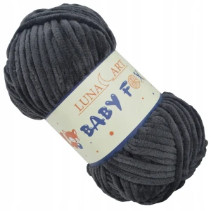 Włóczka Baby Fox pluszowa gruba 100g GRAFITOWA 76