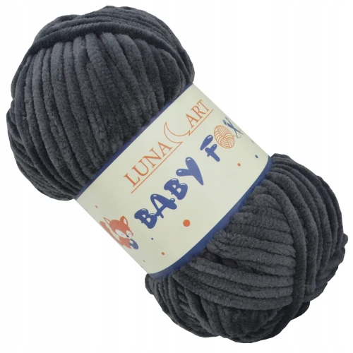 Włóczka Baby Fox pluszowa gruba 100g GRAFITOWA 76