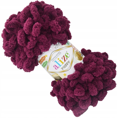 Włóczka Alize Puffy 100g gruba miękka WIŚNIOWA 108
