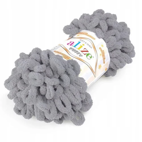 Włóczka Alize Puffy 100g gruba miękka SZARA 302