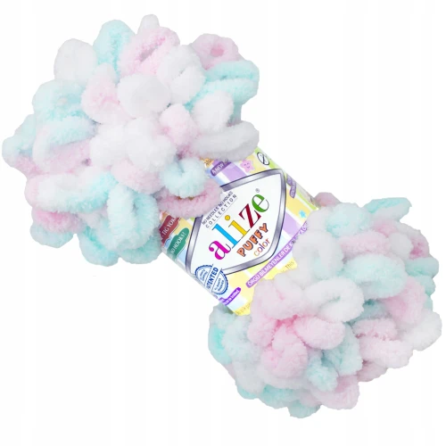 Włóczka Alize Puffy COLOR 100g miękka duże pętelki PASTELOWE KOLORY 6052