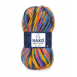 Włóczka NAKO Sport Wool Senlik wielokolorowa gruba 100g/120m 87740