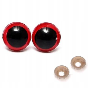 Oczy do maskotek 12mm zaciskowe czerwone