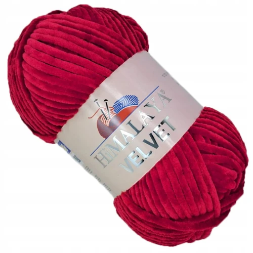 Włóczka pluszowa HIMALAYA VELVET 100g CIEMNA CZERWONA 90052
