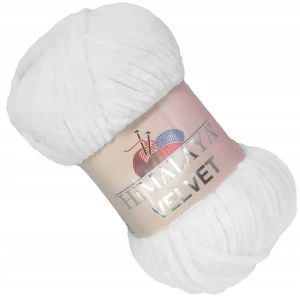 Włóczka pluszowa HIMALAYA VELVET 100g BIAŁA 90001