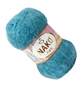 Włóczka Nako Paris włochata miękka 100g/245m TURKUSOWA 5498