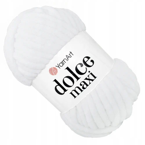 Włóczka YarnArt DOLCE MAXI pluszowa gruba 200g/70m BIAŁA 741