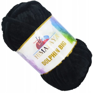 Włóczka Himalaya Dolphin Big pluszowa gruba 200g/80m CZARNA 76706