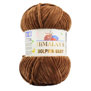 Włóczka Himalaya Dolphin Baby pluszowa szenilowa 100g 80366 BRĄZOWA