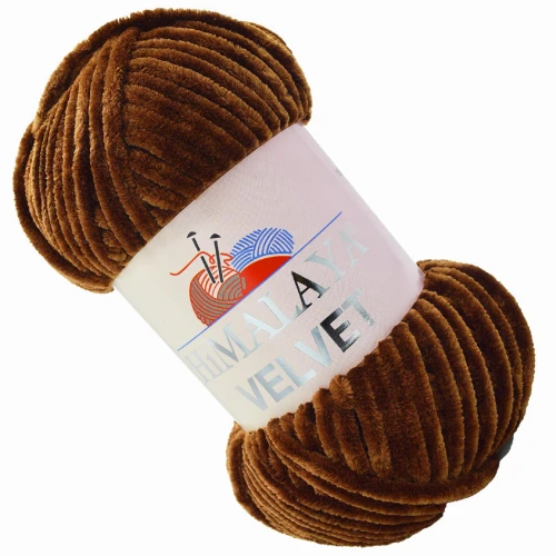 Włóczka Himalaya Velvet 100g welwetowa pluszowa welurowa BRĄZOWA 90066