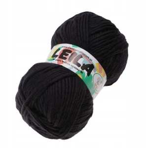 Włóczka LEILA gruba 100% wełna merino 007 CZARNA