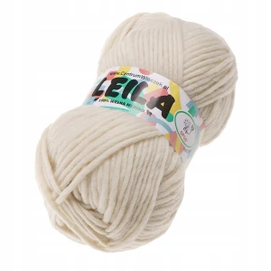 Włóczka LEILA gruba 100% wełna merino 001 ECRU