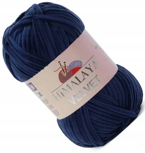 Włóczka Himalaya Velvet 100g welwetowa pluszowa welurowa GRANATOWA 90080