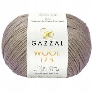 Włóczka GAZZAL WOOL 175 100% wełna Merino 50g/175m 343 CIEMNY BEŻ