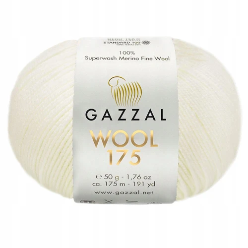 Włóczka GAZZAL WOOL 175 100% wełna Merino 50g/175m 339 KREMOWA