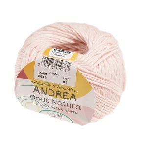 Włóczka Andrea Opus Natura bawełna z jedwabiem 3049 PUDROWY RÓŻ