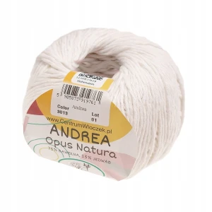 Włóczka Andrea Opus Natura bawełna z jedwabiem 3013 BIAŁA