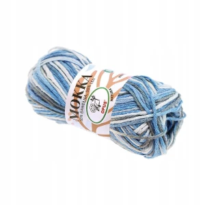 Włóczka Mokka Opus Natura bawełna len 50g/80m 9159 MULTI NIEBIESKA