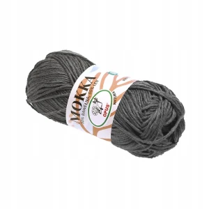 Włóczka Mokka Opus Natura bawełna len 50g/80m 236 ANTRACYT