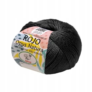 Włóczka ROJO Opus Natura bawełna wiskoza 50g/120m 001 CZARNA