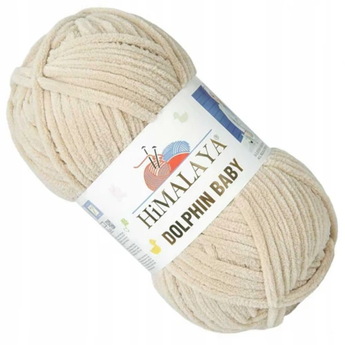 Włóczka Himalaya Dolphin Baby pluszowa szenilowa 100g 80379 BEŻOWA