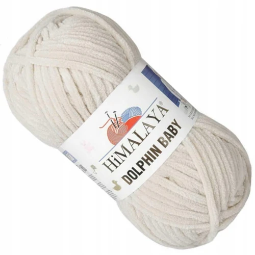 Włóczka Himalaya Dolphin Baby pluszowa szenilowa 100g 80375 KREMOWA