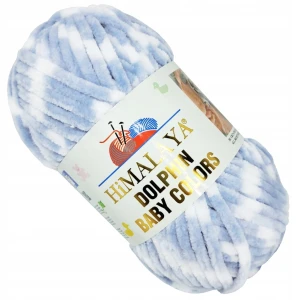 Włóczka HIMALAYA Dolphin Baby COLORS pluszowa 100g SZARO BIAŁA 80430
