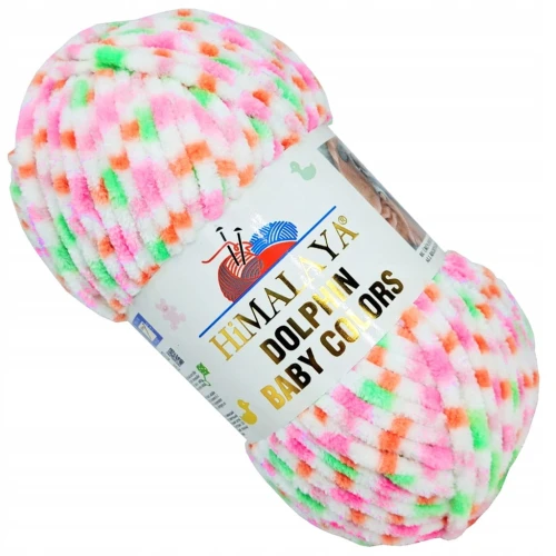 Włóczka HIMALAYA Dolphin Baby COLORS pluszowa 100g RÓŻOWO ZIELONA 80404