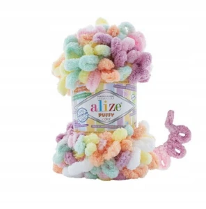 Włóczka Alize Puffy COLOR 100g pluszowa na koce 6527 WIELOKOLOROWA