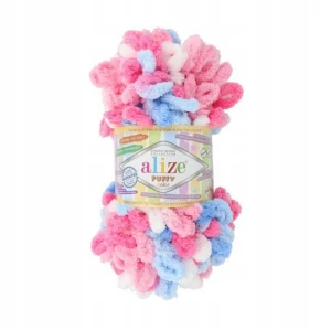 Włóczka Alize Puffy COLOR 100g pluszowa na koce 6525 GUMA BALONOWA