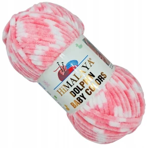 Włóczka HIMALAYA Dolphin Baby COLORS pluszowa BIAŁA ŁOSOSIOWA 100g 80427