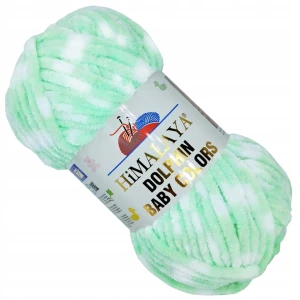 Włóczka HIMALAYA Dolphin Baby COLORS pluszowa BIAŁA SELEDYNIOWA 100g 80431