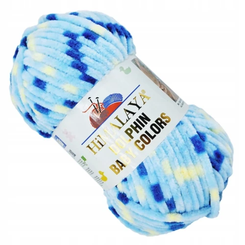 Włóczka HIMALAYA Dolphin Baby COLORS pluszowa 100g NIEBIESKA 80403