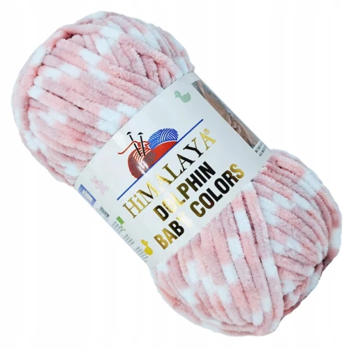 Włóczka HIMALAYA Dolphin Baby COLORS pluszowa 100g BIAŁA BEŻOWA 80428