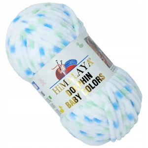 Włóczka HIMALAYA Dolphin Baby COLORS pluszowa 100g ZIELONA NIEBIESKA 80409