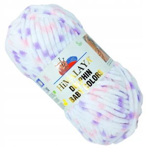 Włóczka HIMALAYA Dolphin Baby COLORS pluszowa 100g BIEL RÓŻ FIOLET 80410