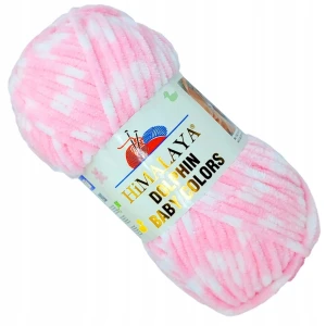 Włóczka HIMALAYA Dolphin Baby COLORS pluszowa 100g RÓŻOWO BIAŁA 80424